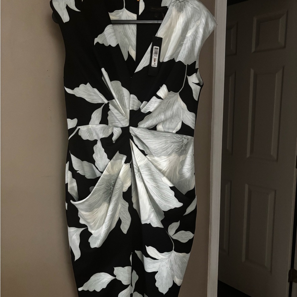 Donna Karan Black and White Asymmetrical Dress